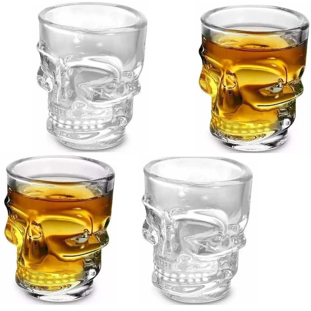 50ml Skull Head Empty clear Small Skull Shot Glass Cups Glass Liquor Spirits Wine Tequila Glass Cups