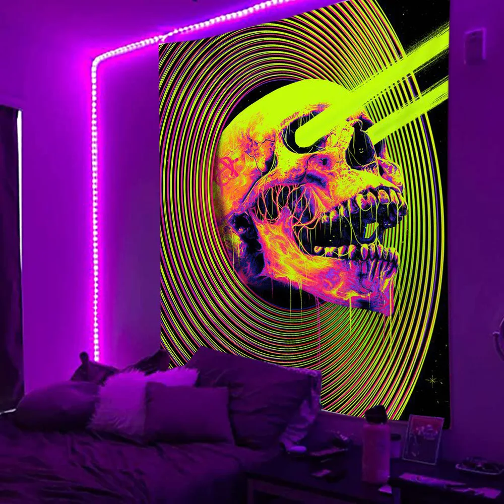 Psychedelic Fluorescent Uv Active Tapestry Blacklight Tapestry Wall