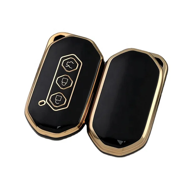 Golden edge TPU car fob key cover case,superior quality protective key holder fit for Wuling smart key case cover