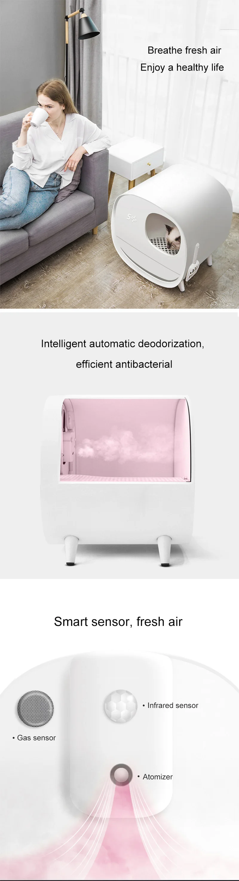 Auto Cat Litter Box Robot Machinery Large Electronic Smart Cat Toilet