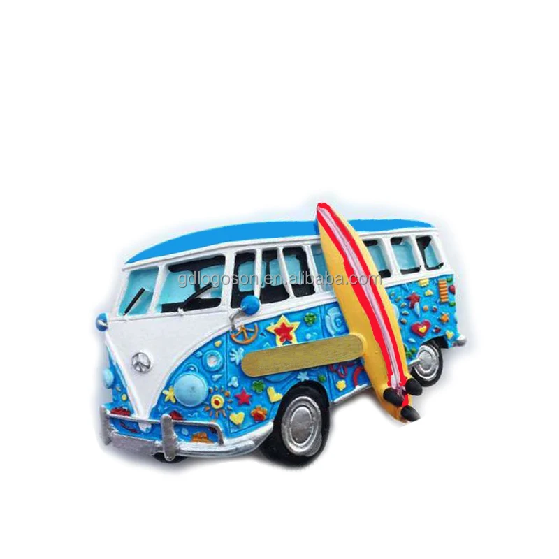 3Dレジン製 VWバス型マグネット ビーチ 海 バス型マグネット マーカー