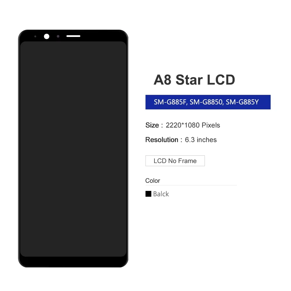 OLED LCD Display for Samsung A8 Star A9 Star Mobile Phones with PASS Lcd Screen Fingerprint Support