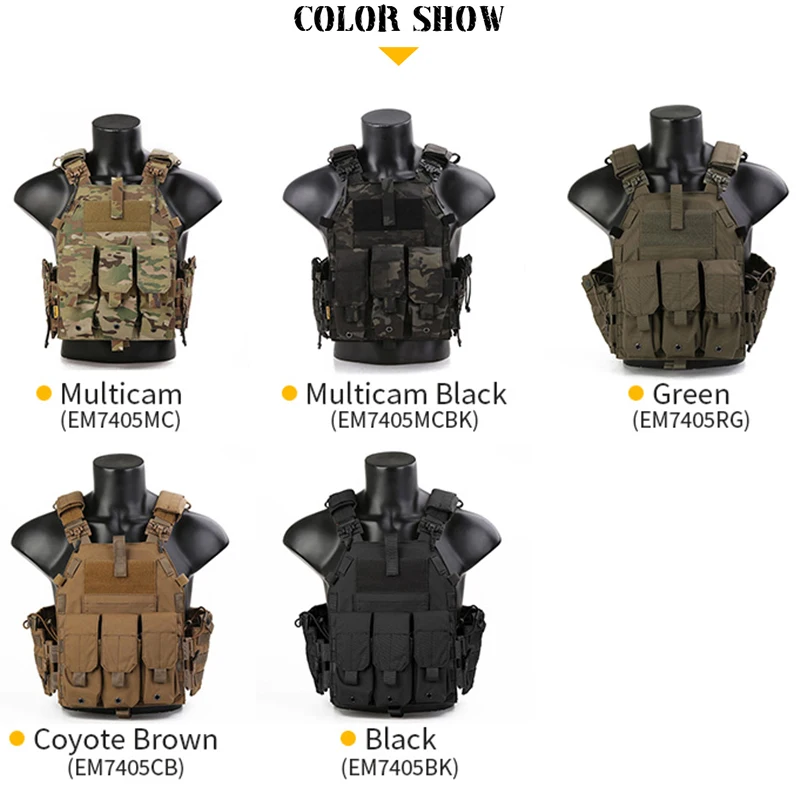 Emersongear 500D Cordura Nylon Quick Release Chaleco Tactico Combat Vest  Tactical Gear Camouflage Plate Carrier Vest