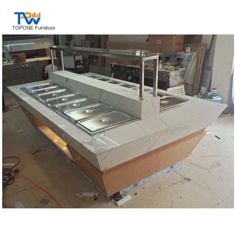 Commercial Combination Salad Buffet bar showcase Table Modern Hotel Sushi Buffet Counter Design