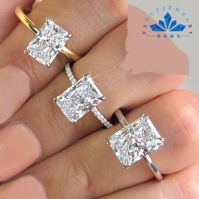 Fine Jewelry 2CT Radiant Lab Diamond Ring 14K Solid Gold CVD Diamond Ring D VVS VS Lab Grown Diamond Ring IGI for Women Wedding