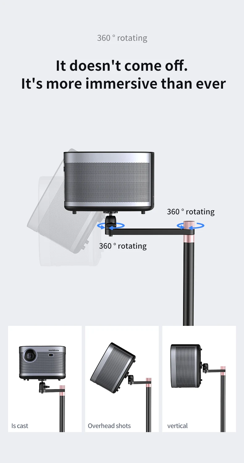 360 Rotate Steel Aluminum Adjustable Projector Floor Bracket 1/4 Spiral