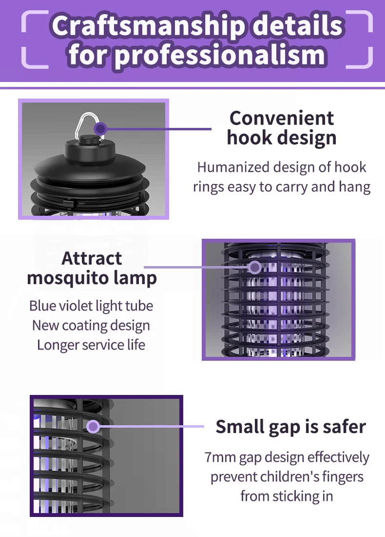 SJZ Effective Led Rechargeable USB Photocalyst Bug Zapper High Voltage Transformer Electric UV Mosquito trap Killer Lamp supplier