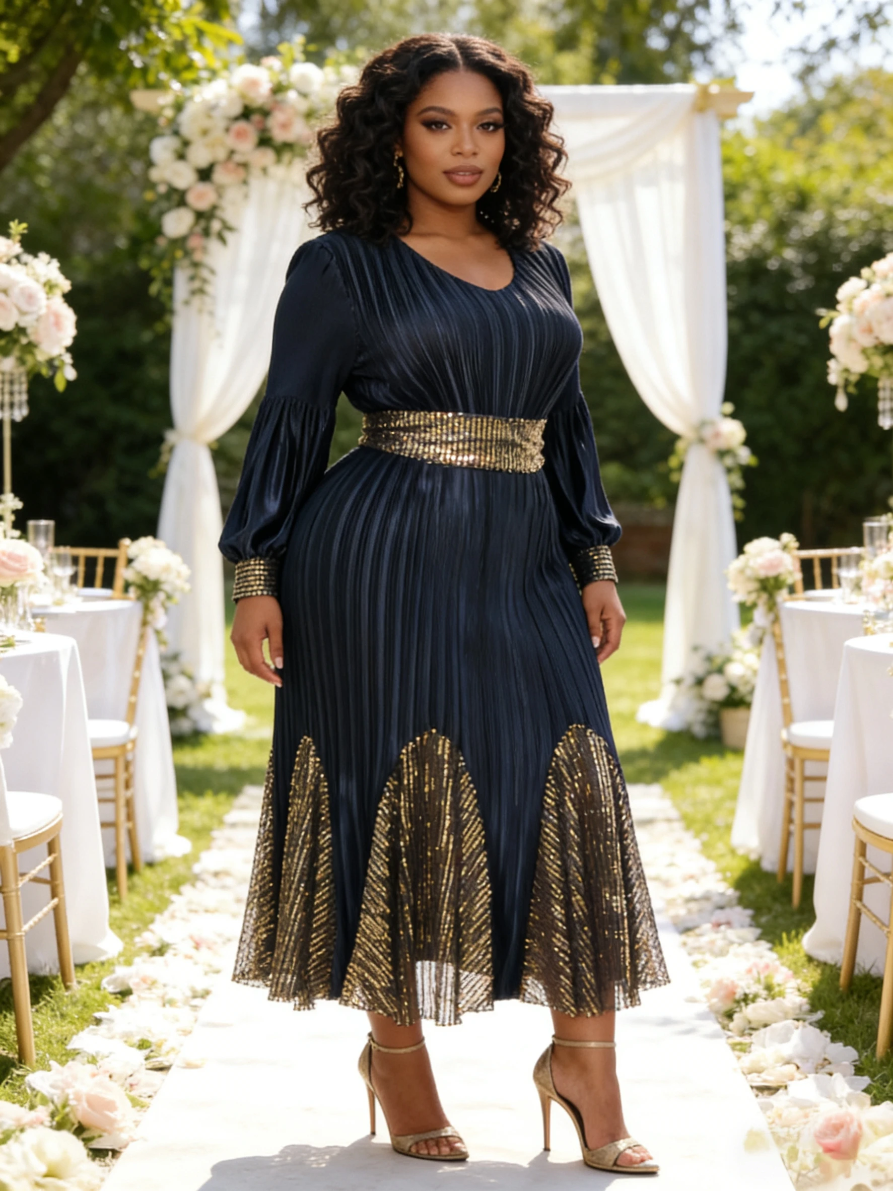 Modest Casual African Stylish Solid Color Plus Size Long Women