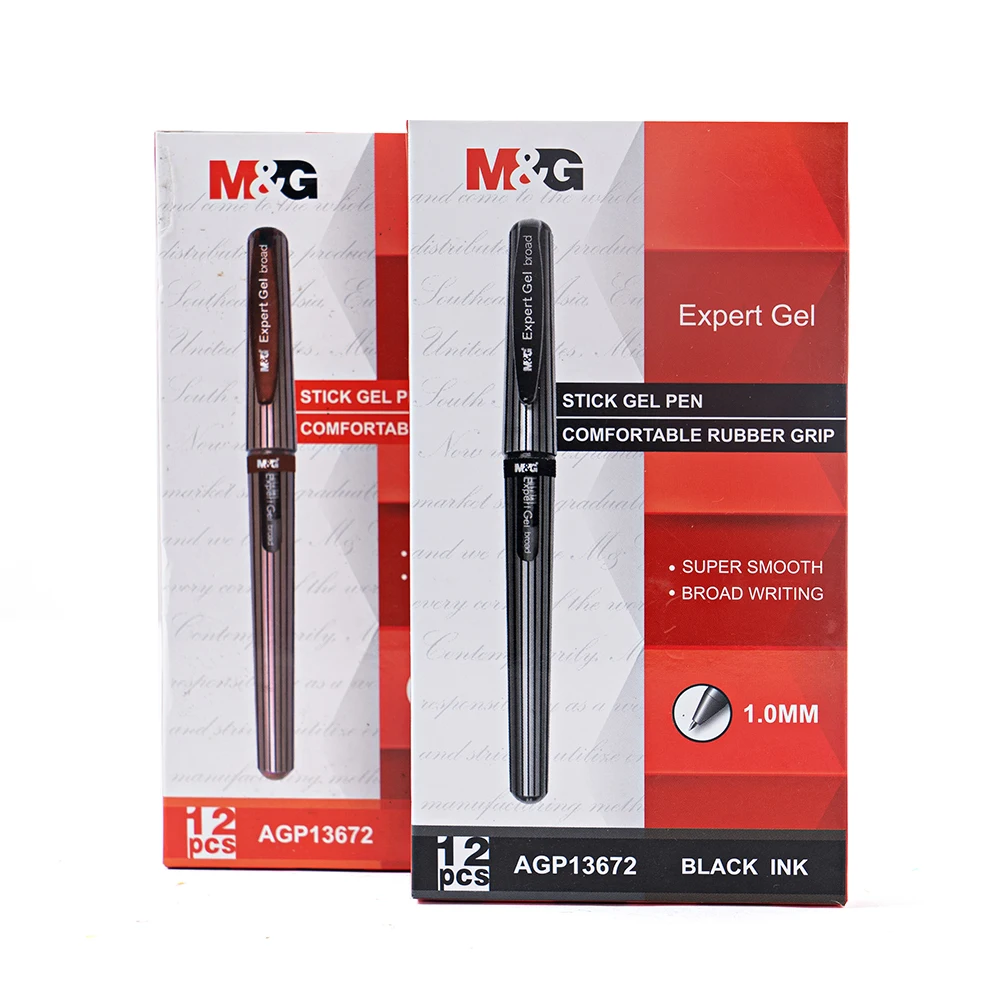 M&G Stick Expert Sign Gel Pen Black Rolling Gel Pen Barrel with  Stripe Design Smooth Write Gel Ink Pen