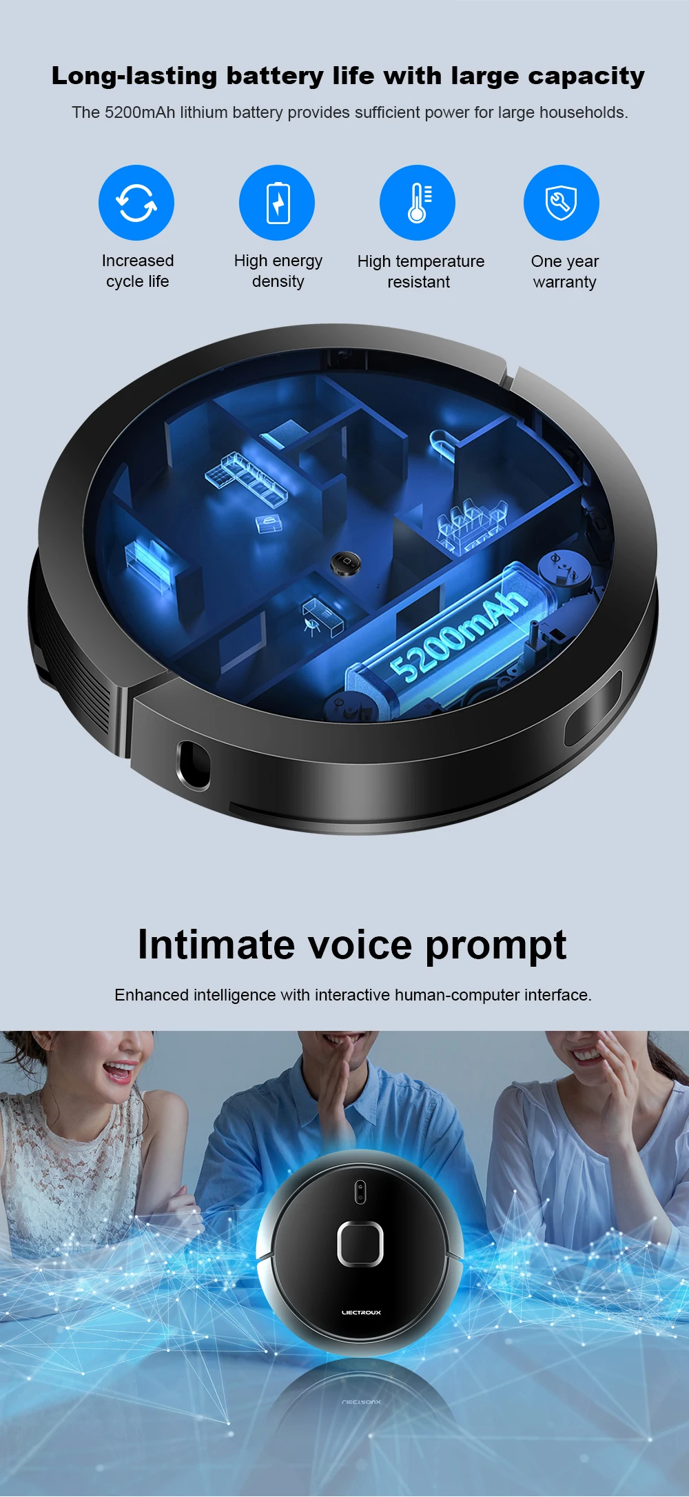 Liectroux N7S-U robot vacuum cleaner 2 in 1 vacuum and mop function, 4