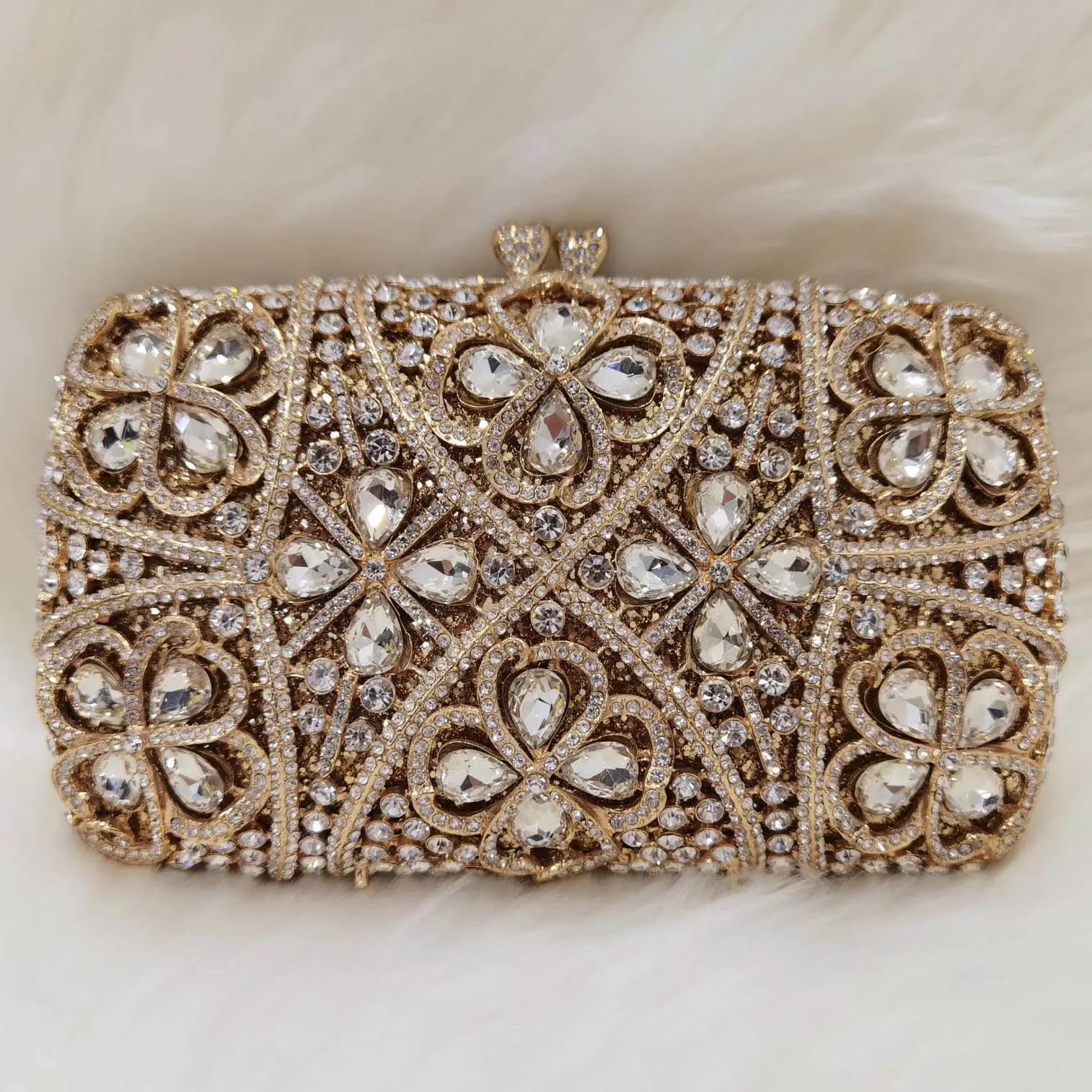 Hebezon Women Polyester Flower Design Clutches Handbags Wallet Purse for  Wedding Party (Gold) : Amazon.in: Fashion