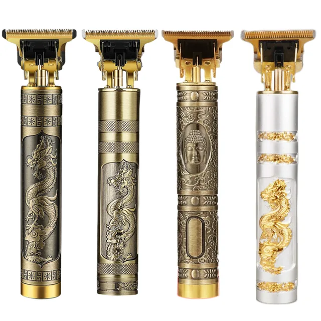 T9 Metal Electric Hair Trimmer Oil Head Carving Electric Pusher Dragon Buddha Head Hair Clipper Bald Head Clipper