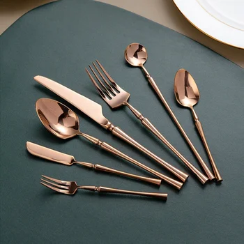 High Quality Stainless Steel Kitchen Cutlery Set Factory Custom Logo Silver Spoon Fork and Knife Sustainable 24-Piece Set