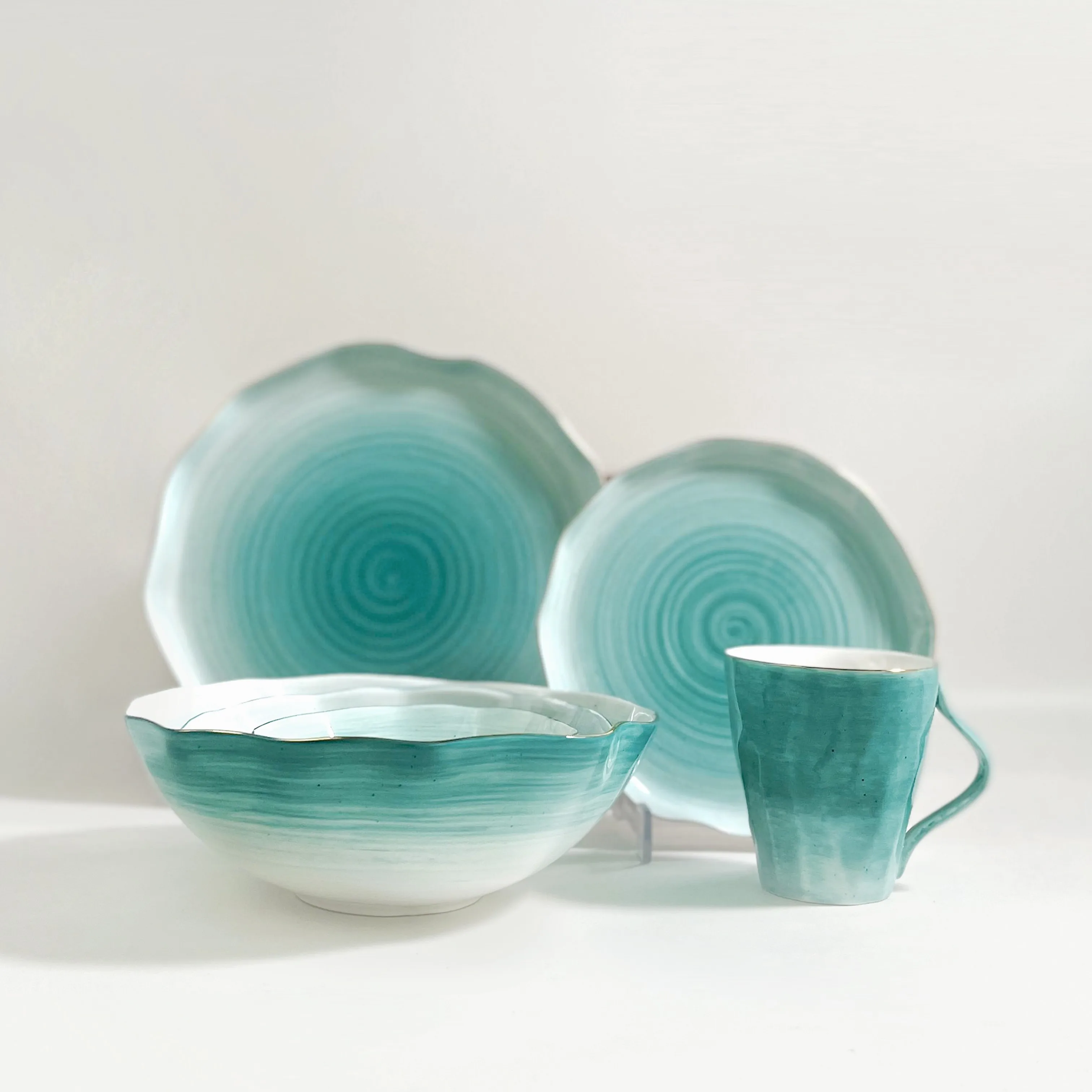 Bone China Dinnerware Set 16 Pcs Dinner Charge Plate Pasta Soup Bowl