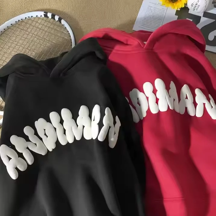 Premium High Quality Embossed Logo Sweaters Sweatshirt Custom Oversized Hodie 3d Printing Emboss White Hoodie for Men factory