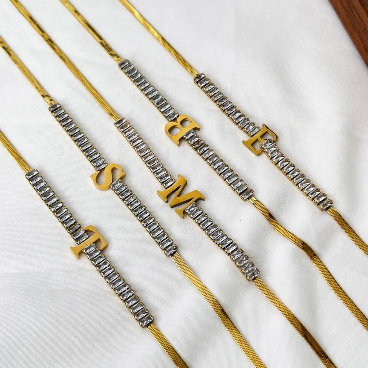 Luxury 18K Gold Plated Zircon Letter Chokers