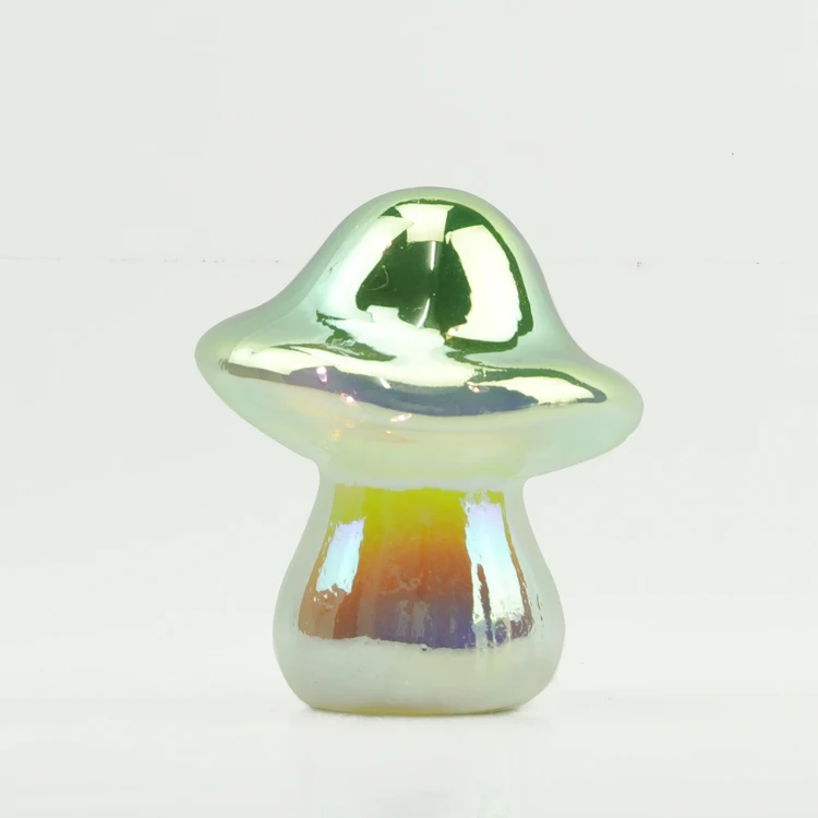 Led lights rainbow coating hand blown glass mushroom ornaments