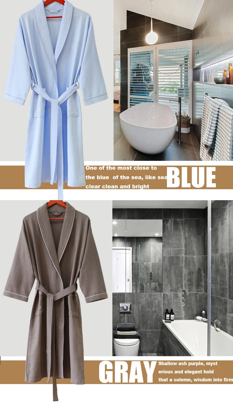 High quality Soft Sexy Bath Skirt Bathrobe  unisex long bathrobe cotton spa dress Custom waffle White robes supplier