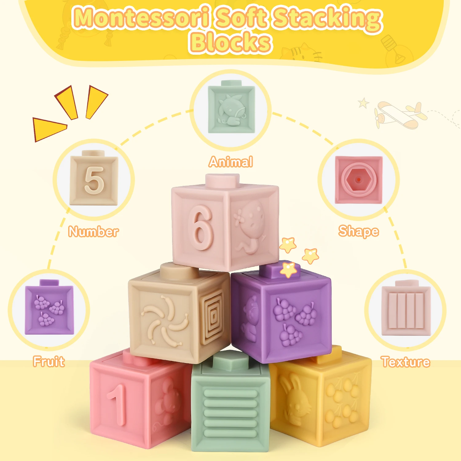 in Infant Toys Set Soft Building Blocks Teething Octopus