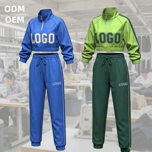 ODM OEM High Quality Solid Long Two Piece Jogging Sweatsuit Womens Tracksuits Workout Training Set