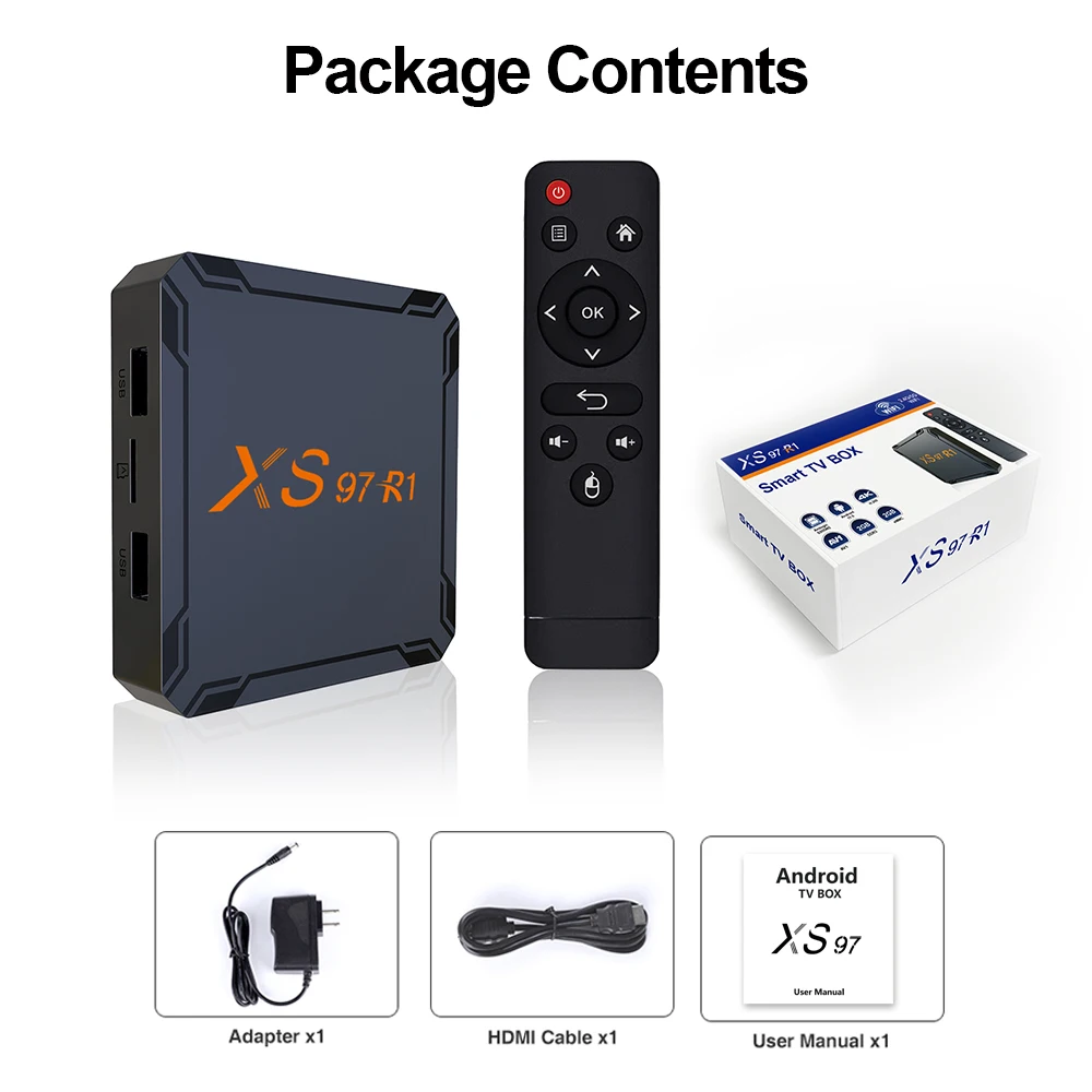 XS97 R1 Android TV Box - Premium 4K Dual Wifi Remote Control