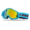 Gafas con montura verde y lentes rojas.