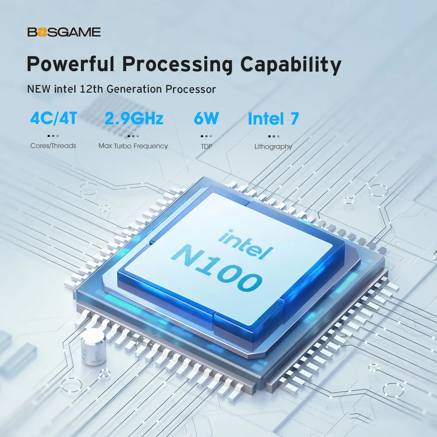 BOSGAME N100 Mini PC - 16GB RAM, 512GB SSD, 4K Display