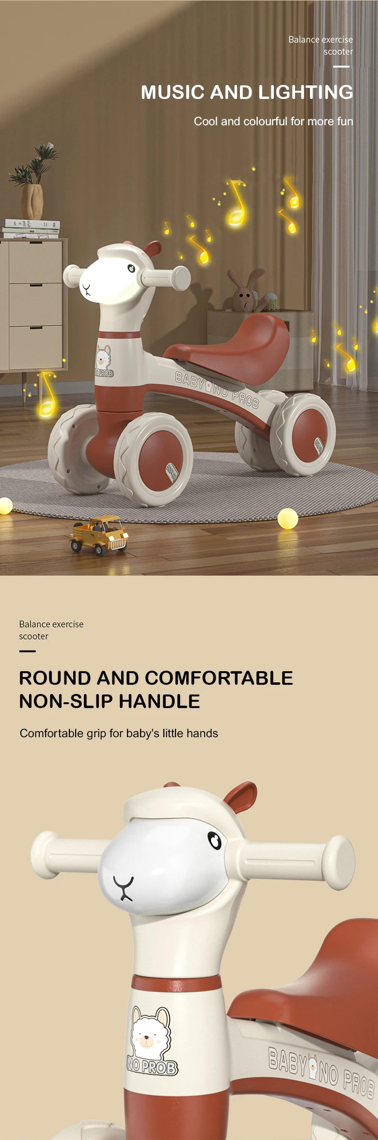 Outdoor No Pedals 1-4.5 Years Old Toddler Foot Scooter Kids 4 Wheels Ride-On Cars Toys Children Sliding Baby Balance Bike