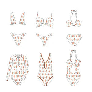 Custom Design Eco Friendly Recycled Fabric Swimsuit Luxury Woman Plus Size Thong String Bikini Set Repreve Swimwear for Beach