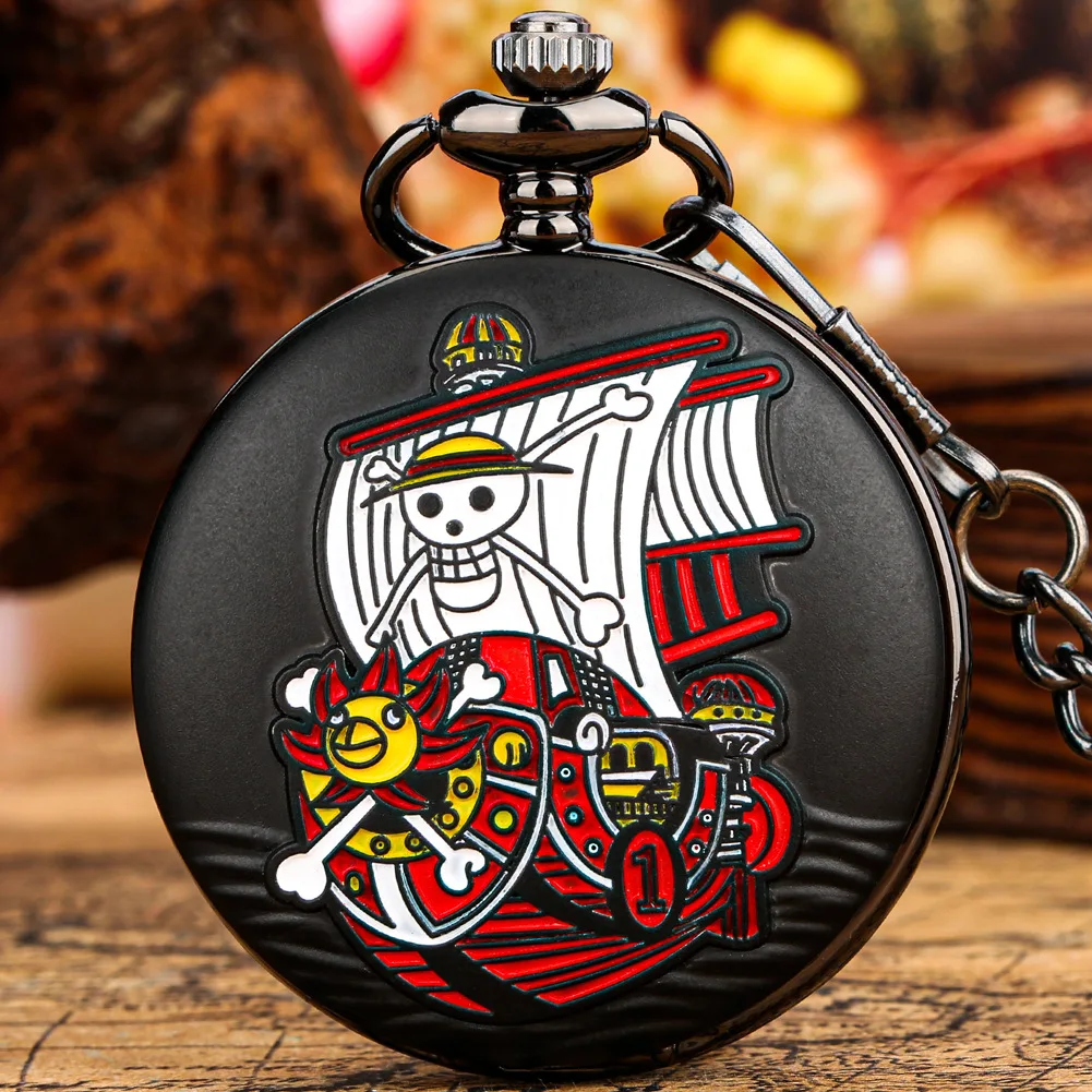 Anime Monkey D. Luffy Sunny Go Black Pocket Watch – Quartz