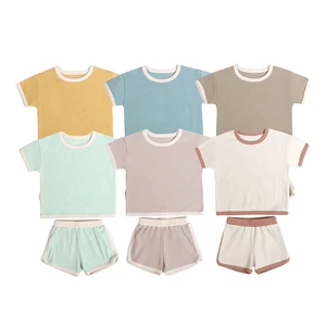 Popular Hot Selling Summer Children Short Sleeves Tops and Boy Girl Beach Pant Comfortable Baby Set