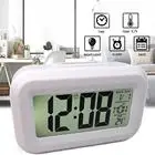 LCD Display Digital Alarm Clock Battery Operated Smart Night Light Easy Operation Clock for Kids Heavy Sleepers Bedroom Clock
