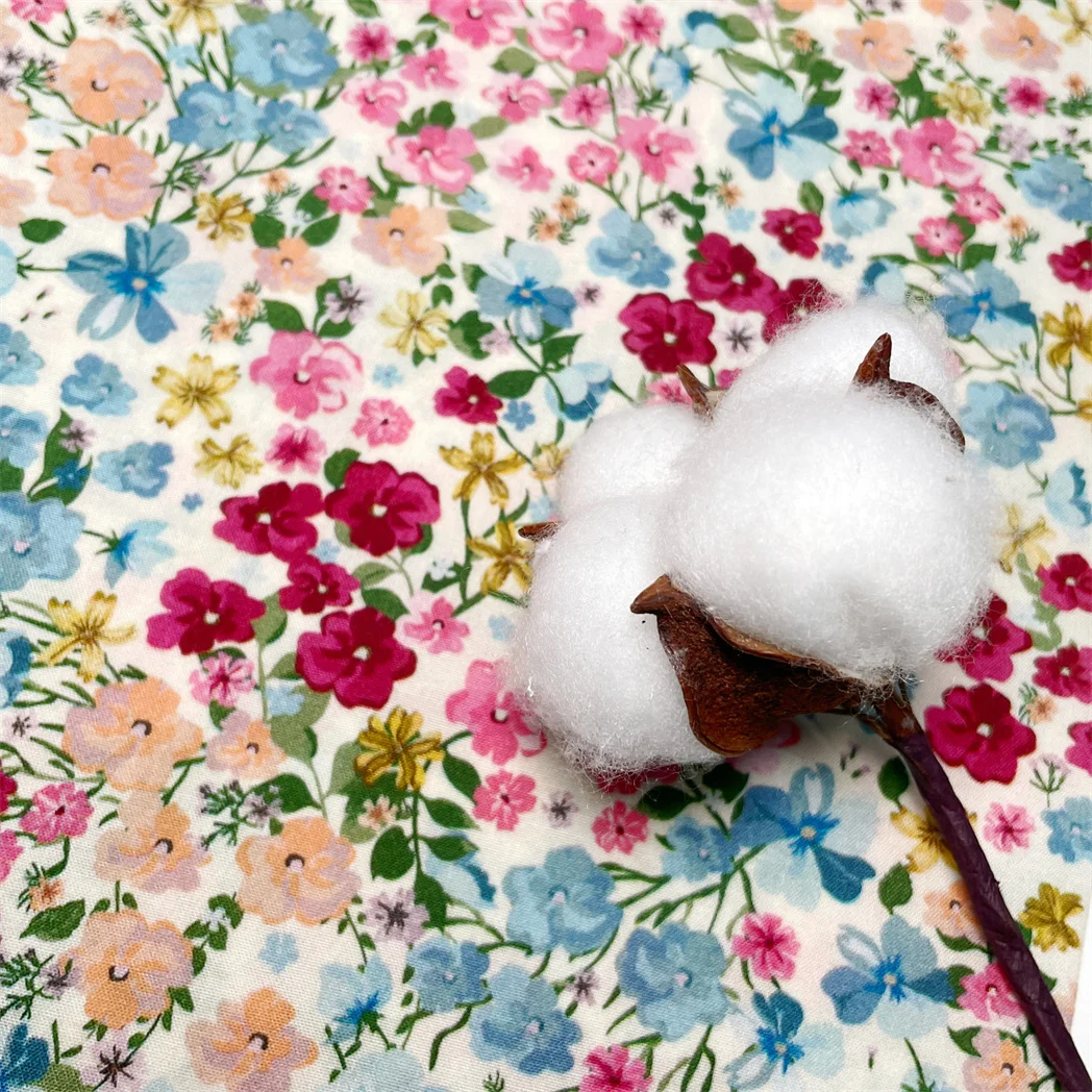 Органическая стрейчевая атласная Цветочная хлопчатобумажная ткань с принтом индивидуальный дизайн цифровая печать для женских платьев рубашки тканая техника для девочек