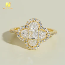 Fashion Women Jewelry 925 Silver Moissanite Diamond Wedding Ring Flower Diamond Engagement Rings pass diamond tester