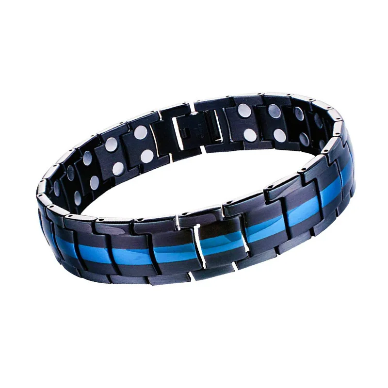 New 16mm Gold Plated Lover Charm Bracelets for Women Man Heart Health Energy Dragon Pattern Double Row Magnetic Bracelet