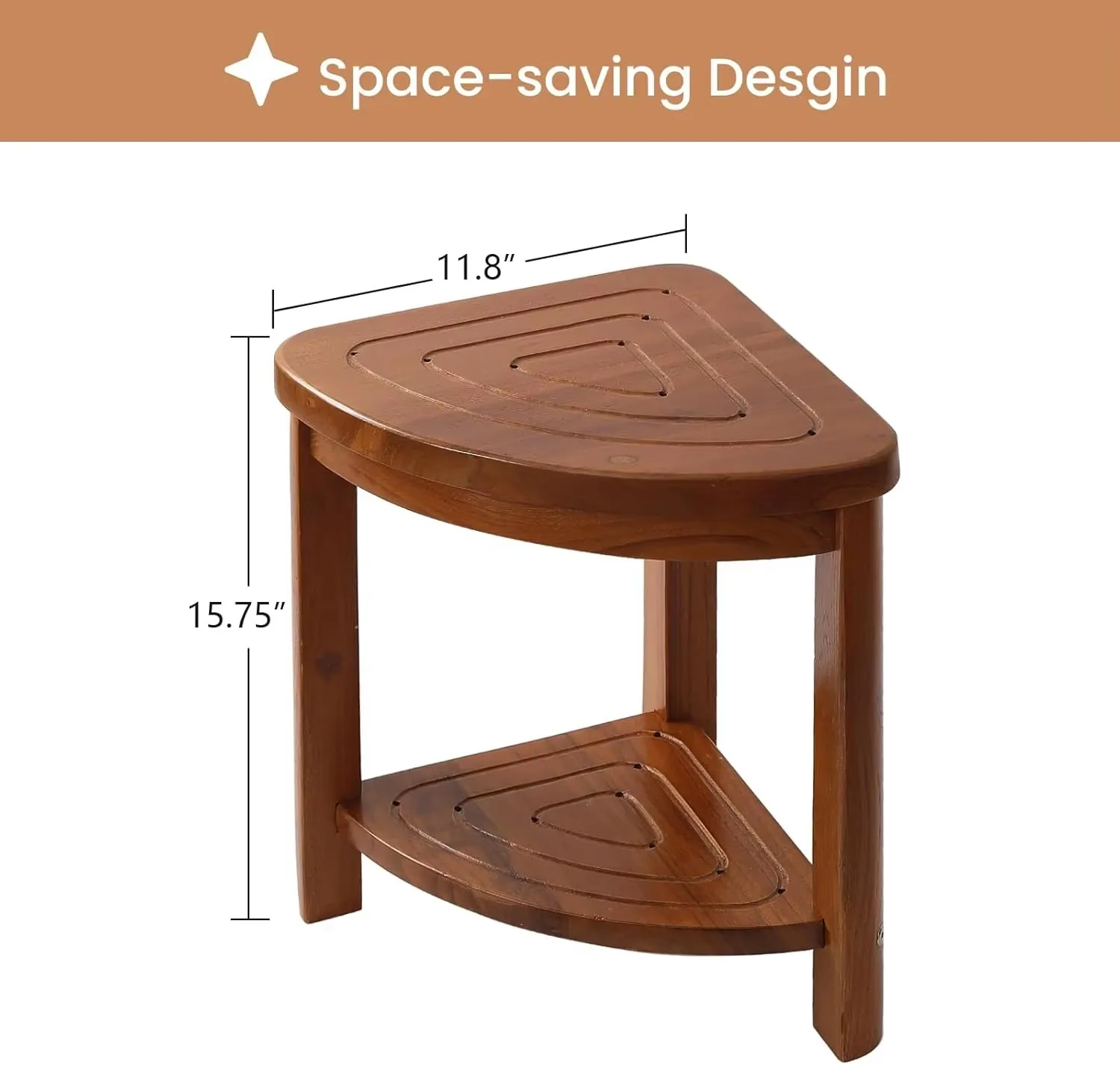 product solid teak shower stool modern design small corner bench footrest heavy duty wood bathseat easy assembly shaving legs-3