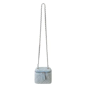 custom logo Autumn Women's Casual Retro Mini Denim Bag Versatile and Fashionable Diamond-shaped Chain Crossbody Box Bag