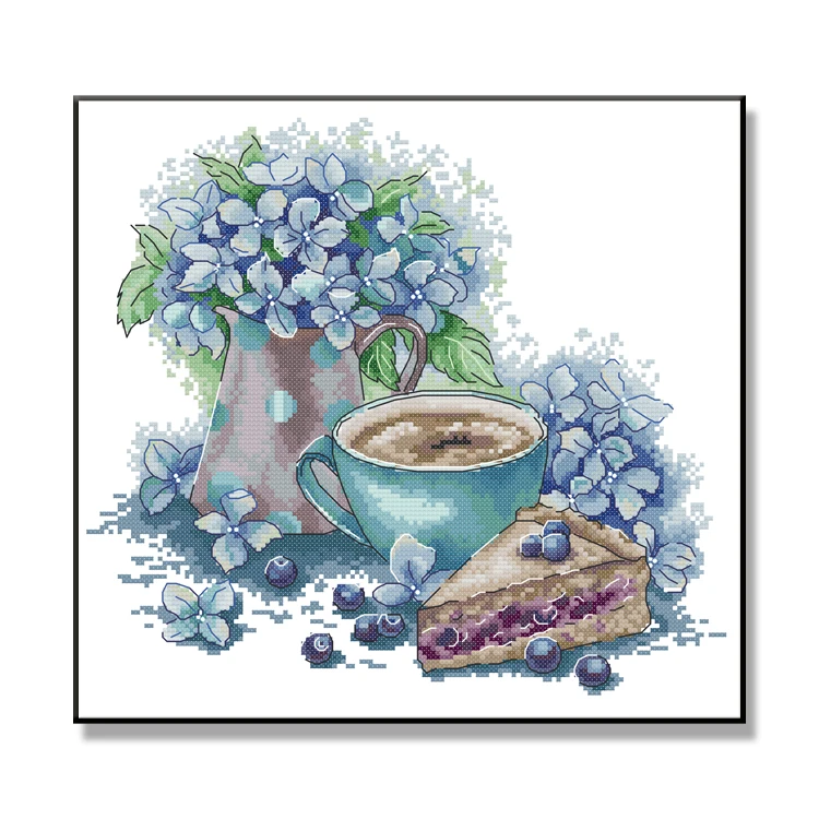 Набор для вышивания NKF с изображением синих растений вышивки лентой крестиком