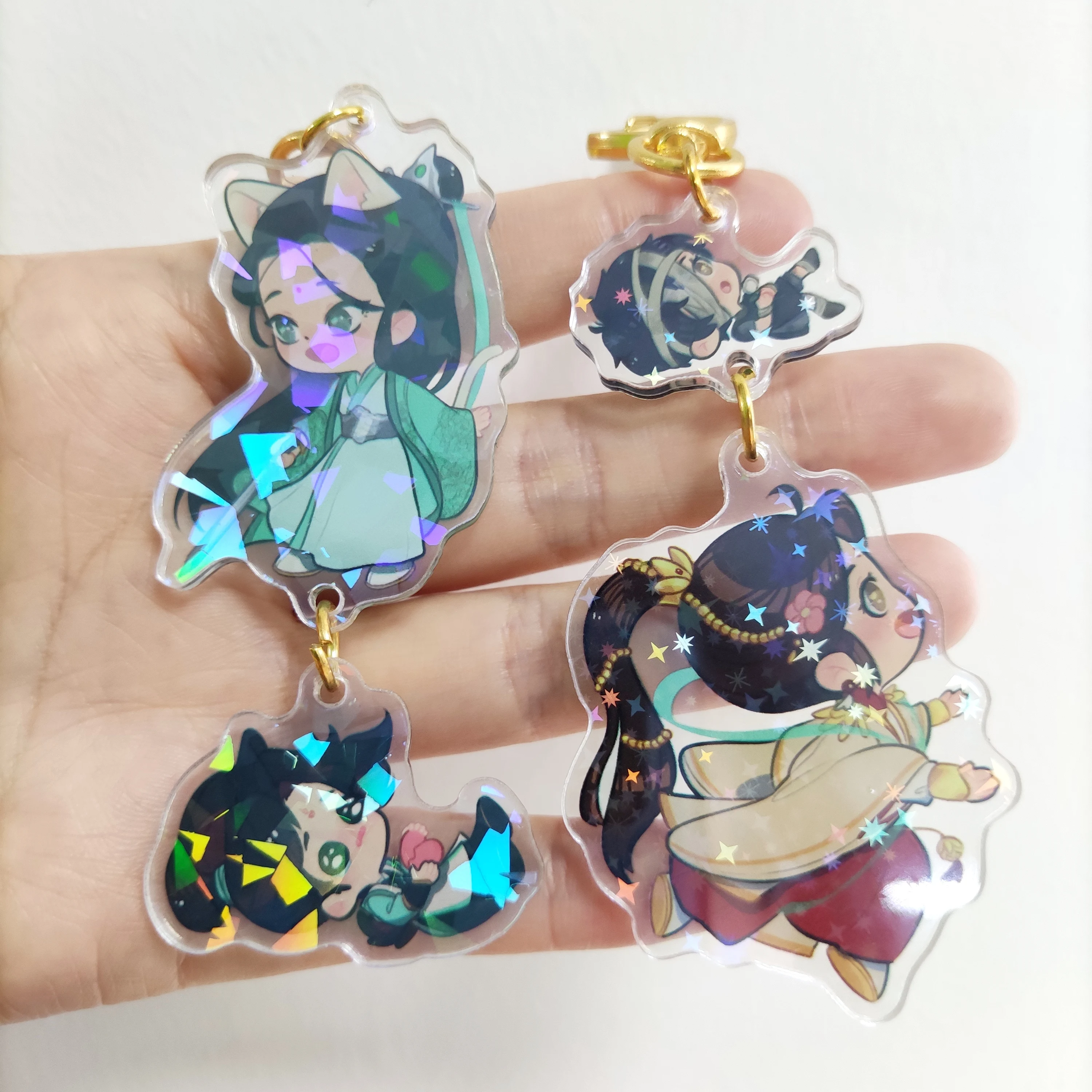 Custom Bulk Promotional Plastic Acrylic Clear Glitter Epoxy Anime Charm Keychain Acrylic Phone Pendant details