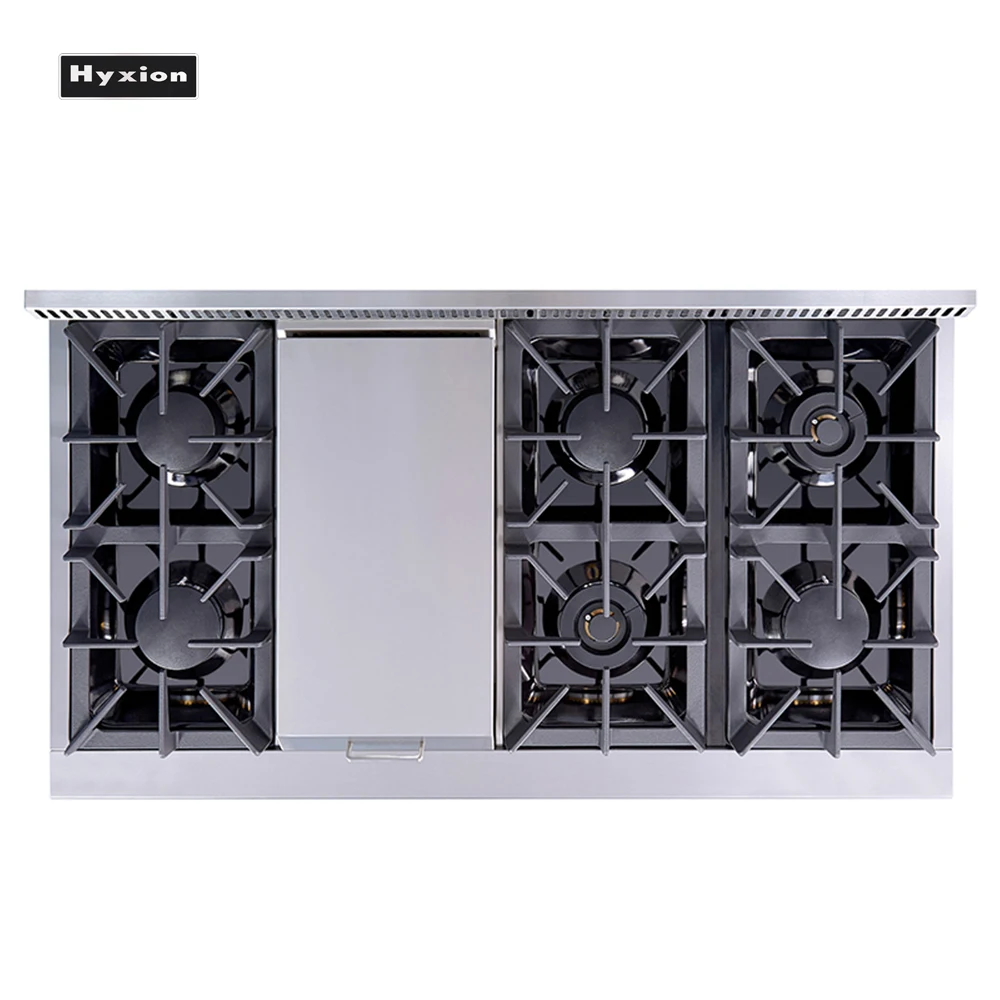 【オーブンを】 Hyxion4803u 48 Inch Double Electric Oven Gas Range 6 Burner