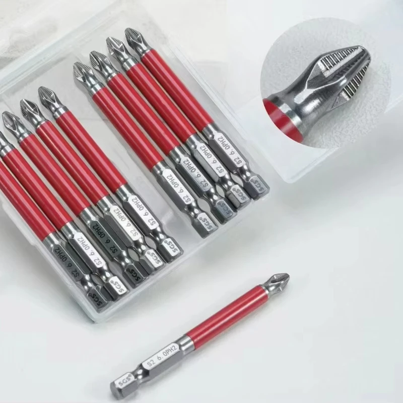 MOYOTEC Magnetic S2 Steel Phillips Screwdriver Bits Anti-Slip Shock-Absorbent Strong Single-End Doub