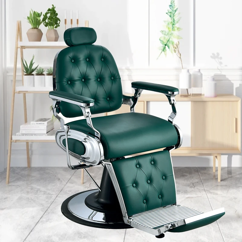 Green High Quality Hydraulic Salon Chairs Durable Material Aluminum Alloy  Hairdressing Furniture Barber Chair