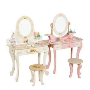Wooden Simulation Princess Dresser Play House Birthday Gift Pretend Play Makeup Table Toys for Toddlers Preschooler