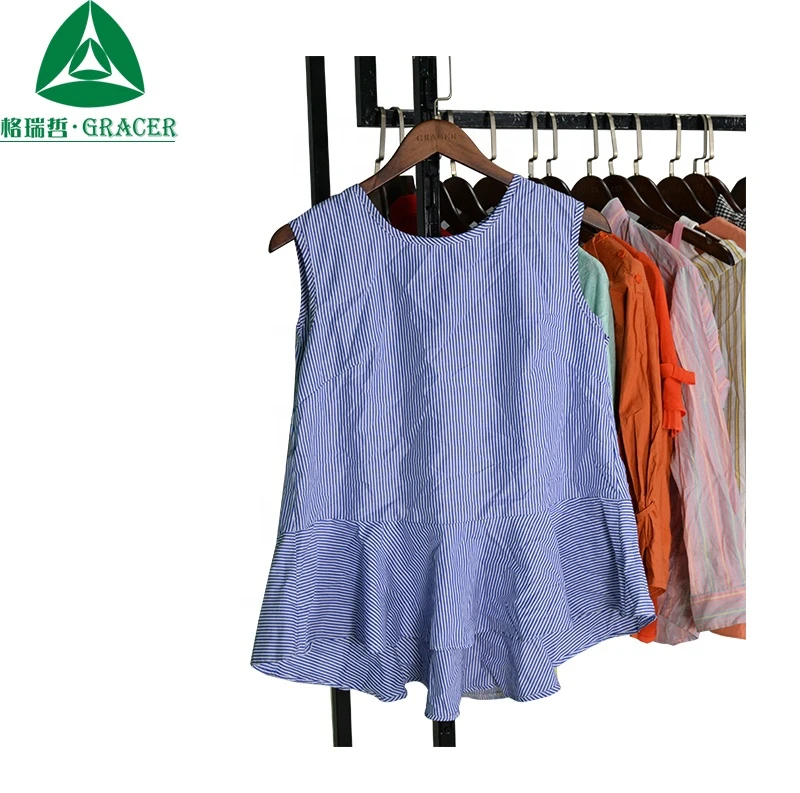 Ladies Summer Cotton Blouse Casual Wear Used Clothing from Hong Kong Market in Bales