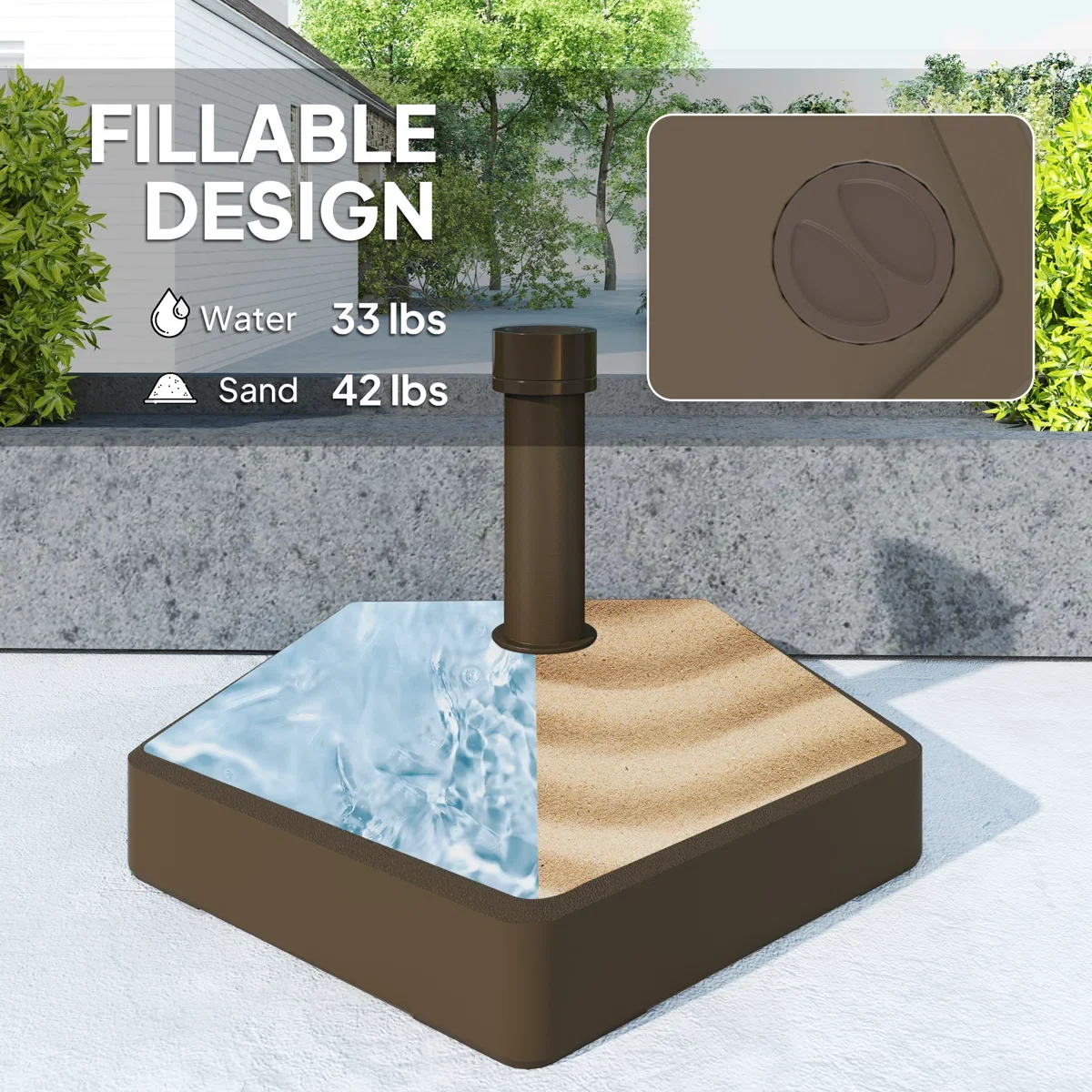 Modern Design PE Patio Umbrella Base Outdoor Furniture Use-Prohibited with Shipping for Courtyard details