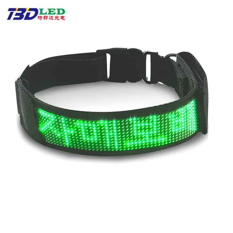Hot Sell Dog Collar with Flexible LED Display Customized Pet Custom Dog Free Size Adjustable Collar Wireless Bluetooth LED Panel