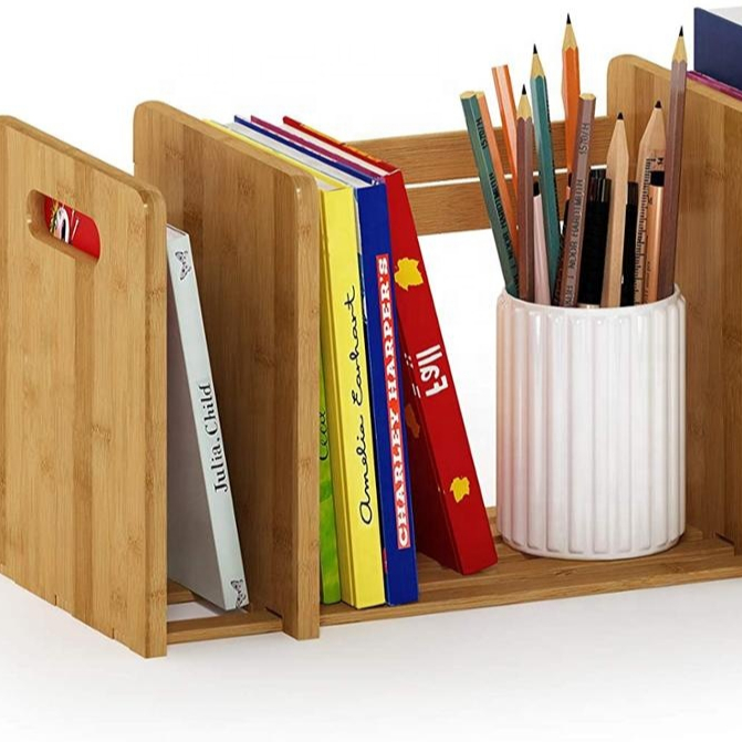 Оптовая продажа, Регулируемая Вешалка для книг из натурального бамбука