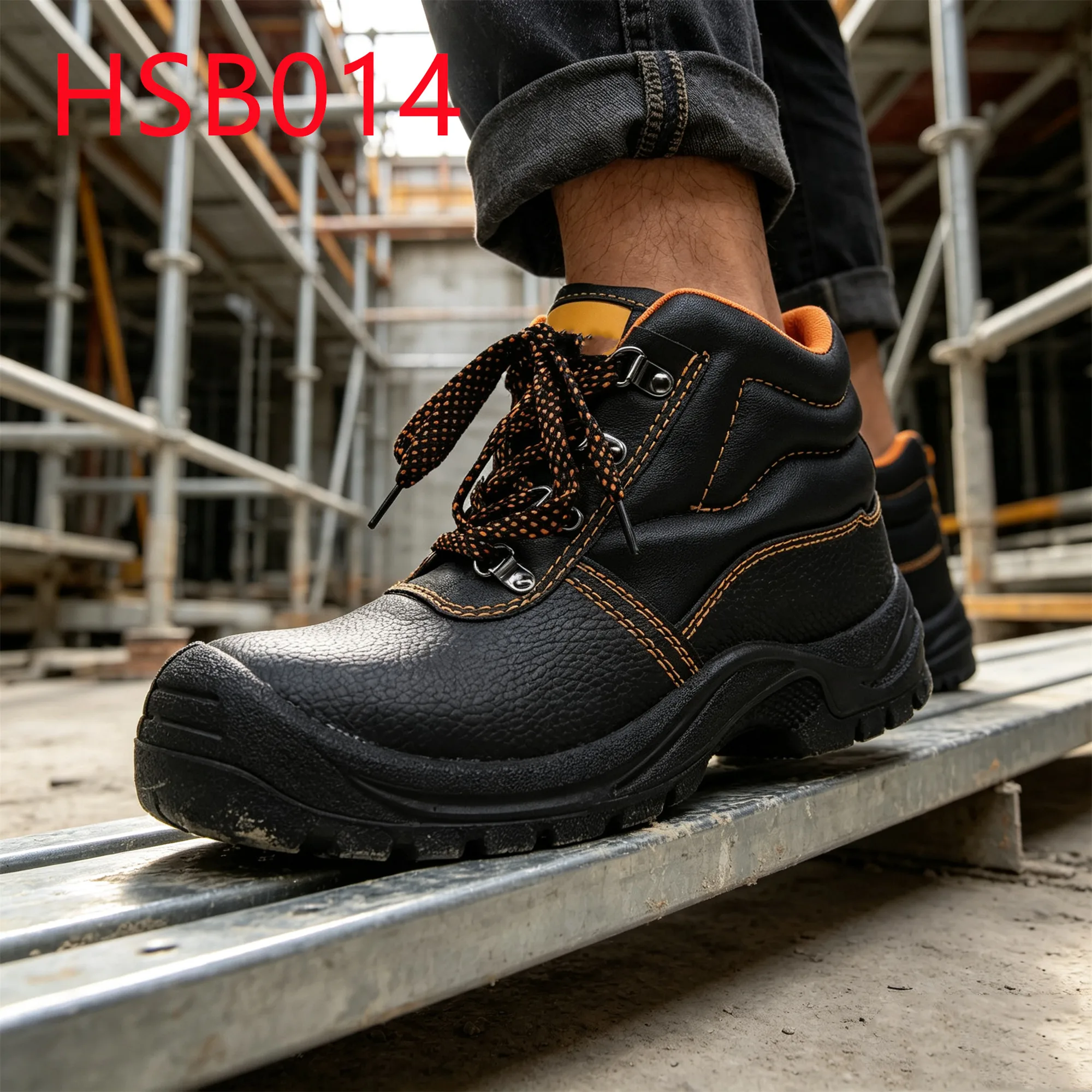 HY,Machine Operator Chemical-resistant Sole Leather Safety Shoes Sorting Center Anti-Puncture Unisex Hua Singh Work Boots HSB014