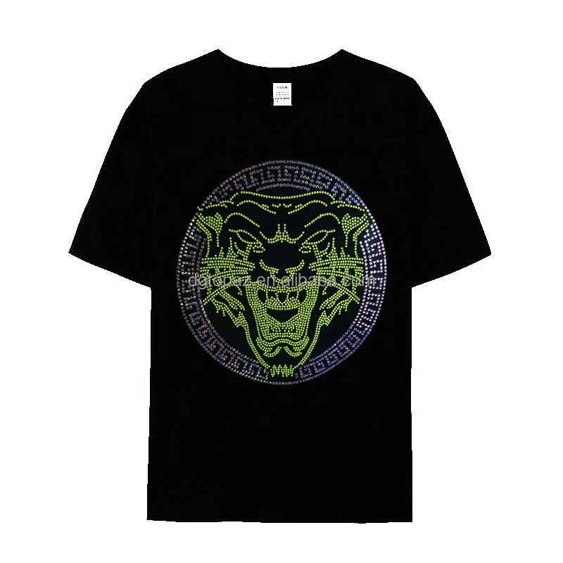 Factory Wholesale Hot Fix Iron On Custom tiger rhinestone heat transfer fabric heat transfer stickers for clothing