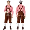 Camicia rossa+pantaloni marroni